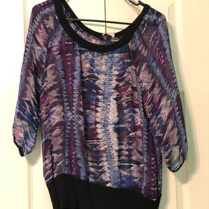 Purple, blue, and black blouse